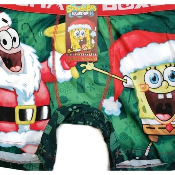 Nickelodeon Mens Large Spongebob Squarepants Christmas Boxer Briefs Crazy Boxer - Picture 3 of 5